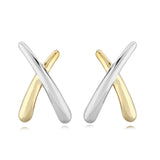 Two-Tone Gold "X" Earrings