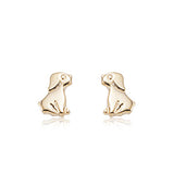 Gold Dog Stud Earrings