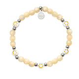 Career Girl Charity Bracelet: Natural Selenite with Smiley Face Charity Stacker