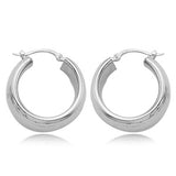 Silver Wide Tube Hoop Earrings