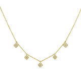 Diamond Flower Dangle Station Necklace