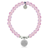 HELP Collection: Girl Mom Charm with Pink Glass Shimmer Charity Bracelet