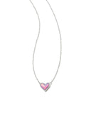 Kendra Scott Framed Ari Heart Silver Short Pendant Necklace in Lilac Opalescent Resin