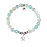 Shine Like a Diamond Charm with Aqua Agate Gemstone Bracelet