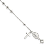 Sterling Silver Beaded Rosary Bracelet - 7.5