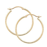 14k Yellow Gold 1.5mm x 25mm S/D Tube Hoop Earrings