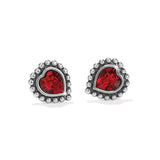 Shimmer Heart Mini Post Earrings, Red