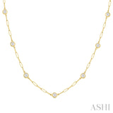 Diamond Bezel Paperclip Station Necklace