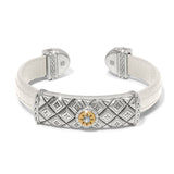 Brighton Mosaic Two Tone Leather Bar Cuff Bracelet, Shoe White
