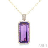 Large Amethyst & Diamond Halo Pendant