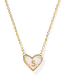 Kendra Scott Heart Letter S Gold Ivory Mother of Pearl Short Pendant Necklace