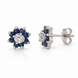 Sapphire & Diamond Flower Earrings