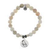 Moonstone Gemstone Bracelet with Cardinal Sterling Silver Charm