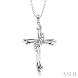 Silver & Diamond Wavy Cross Pendant