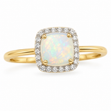 Opal & Diamond Halo Ring