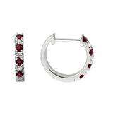 Ruby & Diamond Huggie Earrings