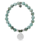 Larimar Gemstone Bracelet with Love You More Sterling Silver Charm