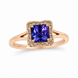Le Vian® Blueberry Tanzanite® & Nude Diamonds™ Strawberry Gold® Split Shank Cushion Halo Ring