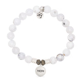 White Chalcedony Gemstone Bracelet with Endless Love Mom Sterling Silver Charm