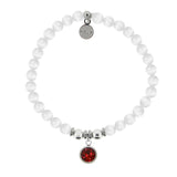 HELP Collection: Birthstone Collection - July Ruby Crystal Charm with White Cats Eye Charity Bracelet