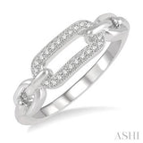 Silver Paper Clip Diamond Ring