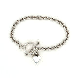 Sterling Silver Toggle Bracelet with Heart Charm