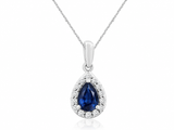 Sapphire & Diamond Halo Pendant