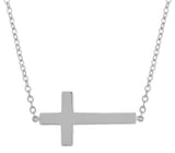 Small Silver Sideways Cross Necklace
