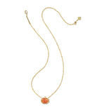 Kendra Scott Pumpkin Gold Short Pendant Necklace in Orange Banded Agate