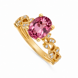 Pink Tourmaline & Diamond Floral Ring