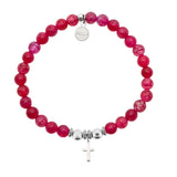Cross Charm with Red Fire Agate Charity Bracelet