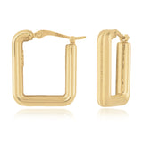 Gold Ribbed Square Hoop Earrings