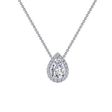 SS Pear Shaped Simulated Diamond Halo Necklace