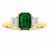 Emerald & Diamond 3-Stone Ring