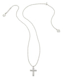 Kendra Scott Cross Silver Pendant Necklace in White Crystal