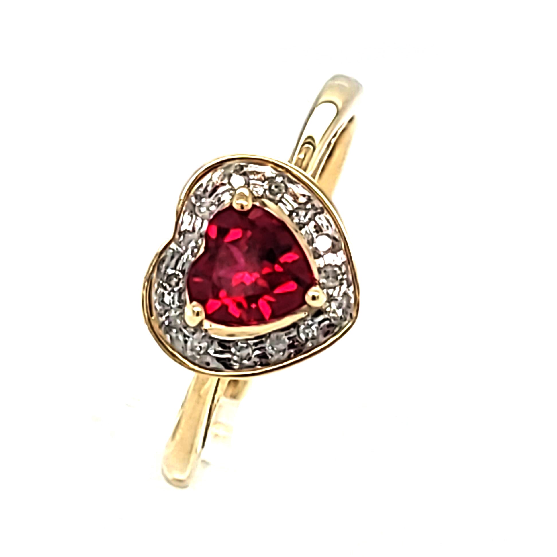 Lab-Created Ruby Heart Halo Ring
