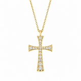 Diamond Flared Cross Pendant