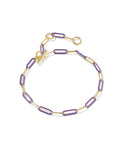 Courtney Gold Enamel Link and Chain Bracelet, Purple