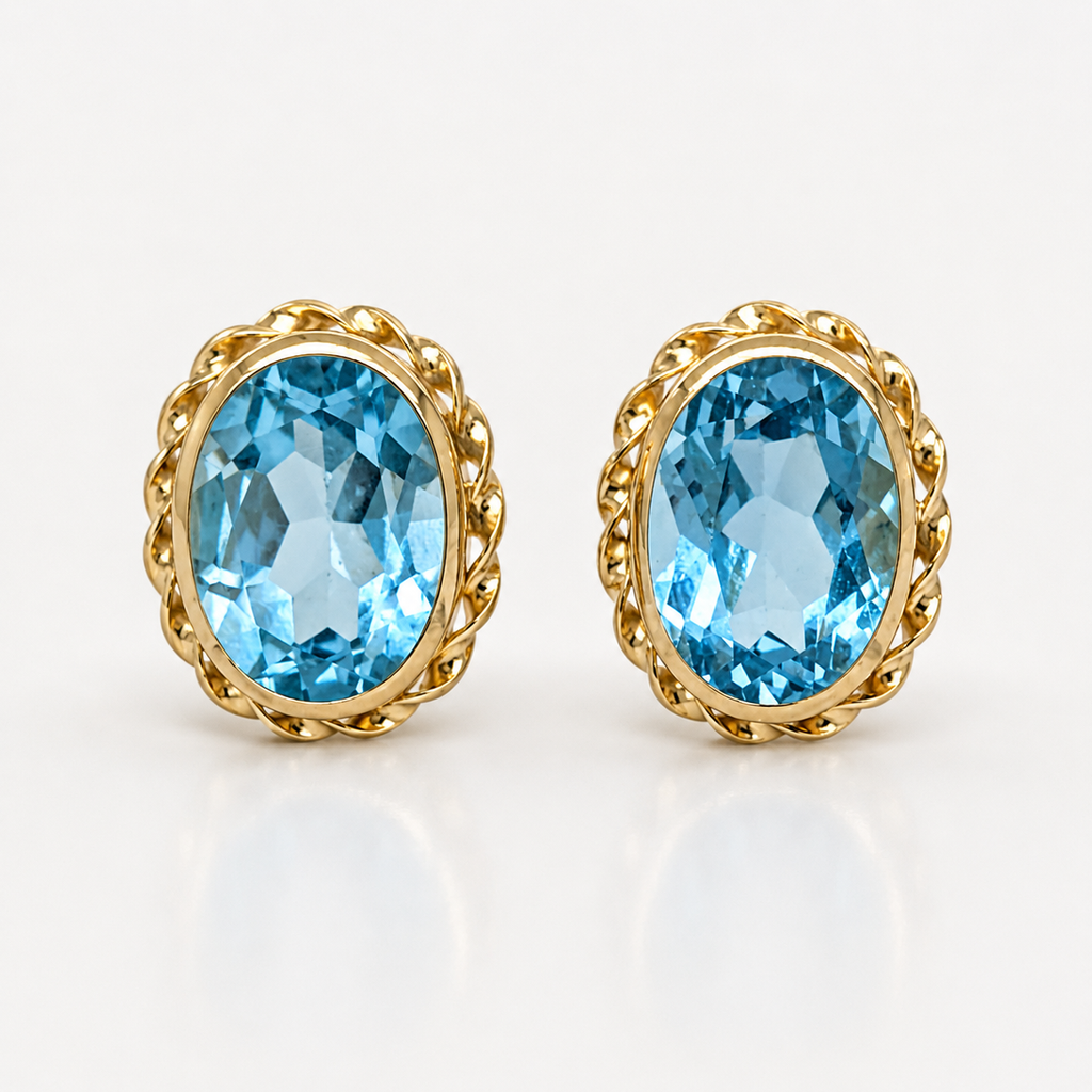 Oval Blue Topaz Ribbon Edge Earrings – Coughlin Jewelers