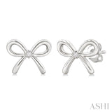 Silver Diamond Bow Earrings