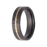 Black Zirconium Hand-Forged Ring with 14kt Gold Inlay