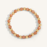 Dee Berkley Peach Moonstone & 14kt Gold Filled Harmony Gemstone Bead Bracelet - 6MM