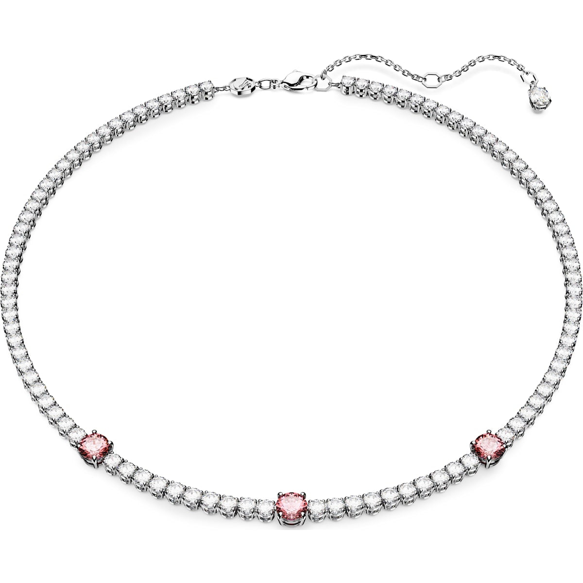 Swarovski Matrix Tennis necklace, Mixed cuts, Pink