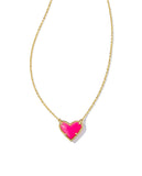 Kendra Scott Ari Heart Gold Pendant Necklace in Neon Pink Magnesite