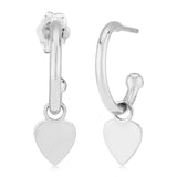Hoop Earrings with Flat Heart Drop