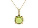 Peridot & Diamond Halo Pendant