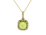 Peridot & Diamond Halo Pendant