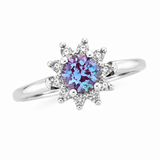 Lab-Grown Alexandrite & Diamond Halo Ring