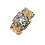 Vintage Halo Aquamarine Ring