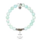 Hemimorphite Gemstone Bracelet with Faith. Hope. Love Sterling Silver Charm